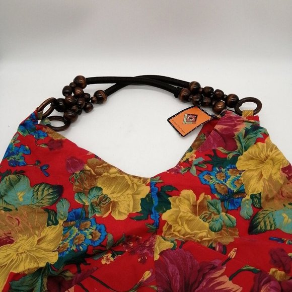 Mountain Mamas‎ Womens Handbag Multicolor Floral Fabric Zip Double Straps L NEW - Picture 6 of 8